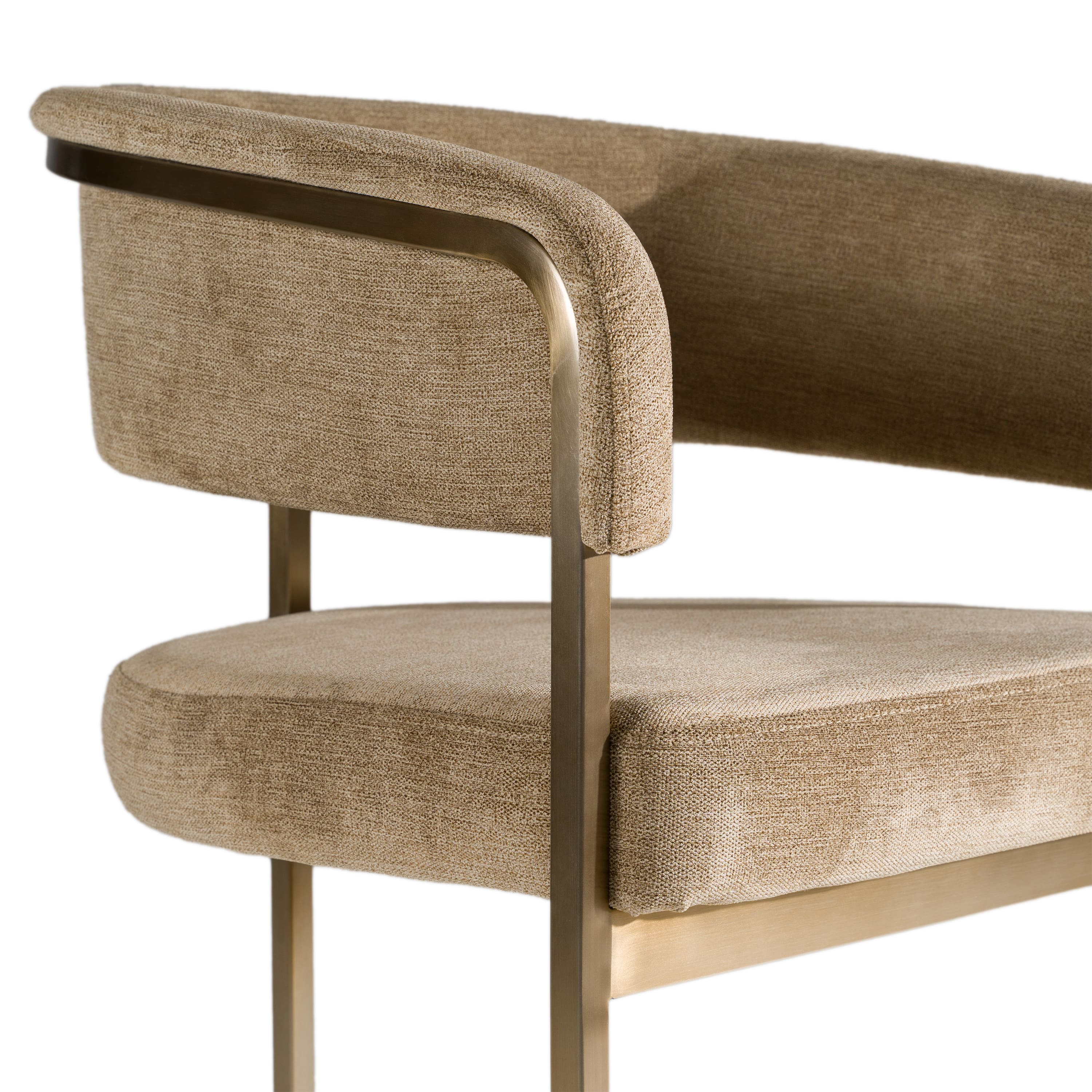 Sebastian - Modern Brown Fabric + Antique Brass Counter Chair - image 4