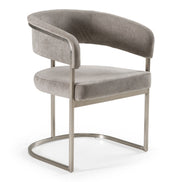 Sebastian - Modern Grey Fabric + Stainless Steel Dining Chair