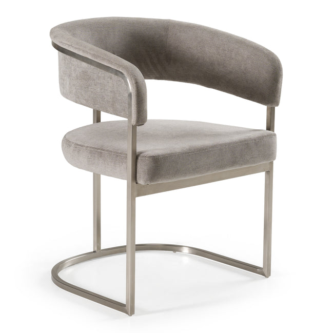 Sebastian - Modern Grey Fabric + Stainless Steel Dining Chair