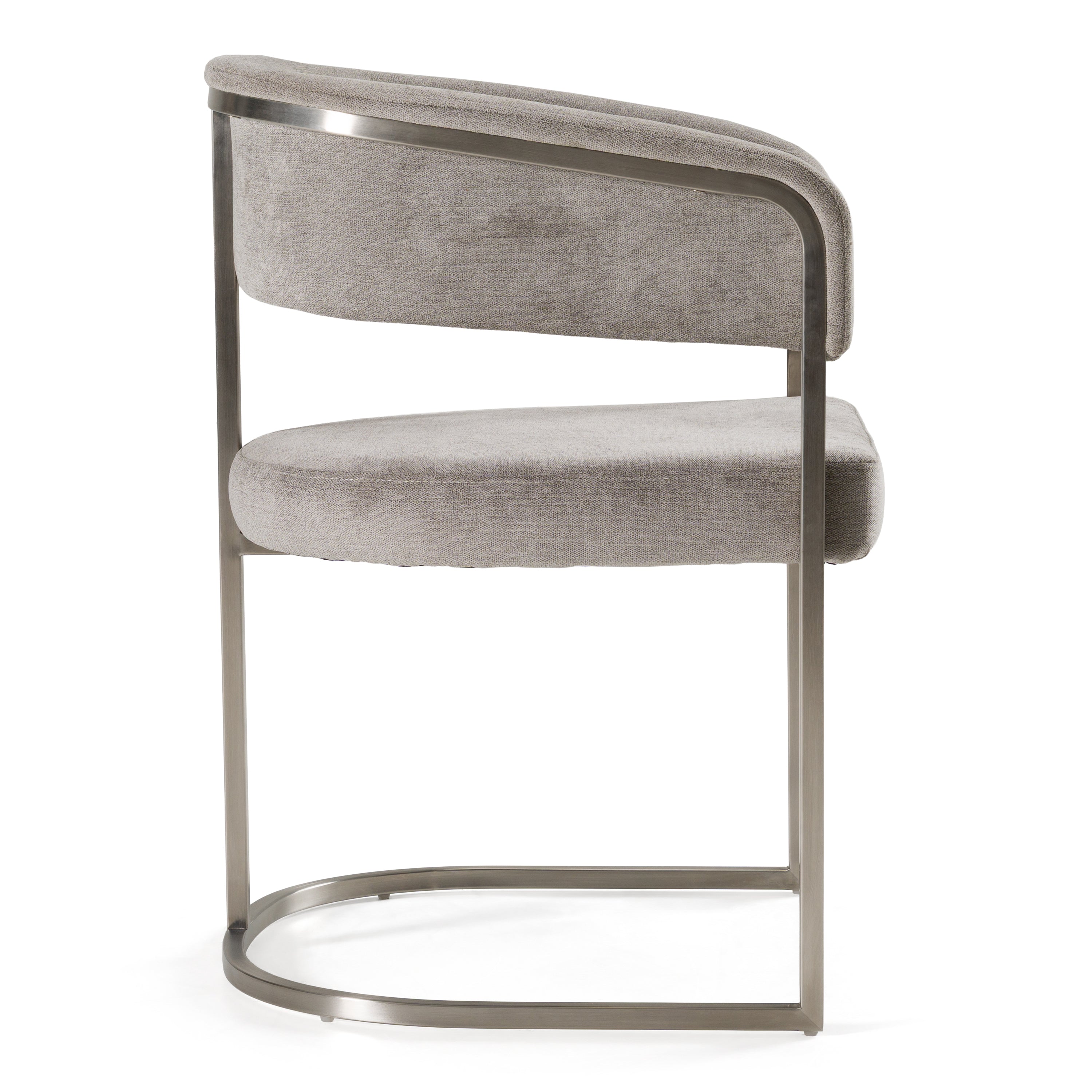 Sebastian - Modern Grey Fabric + Stainless Steel Dining Chair - image 2