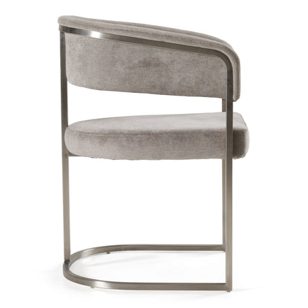 Sebastian - Modern Grey Fabric + Stainless Steel Dining Chair - image 2