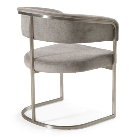 Sebastian - Modern Grey Fabric + Stainless Steel Dining Chair - image 3
