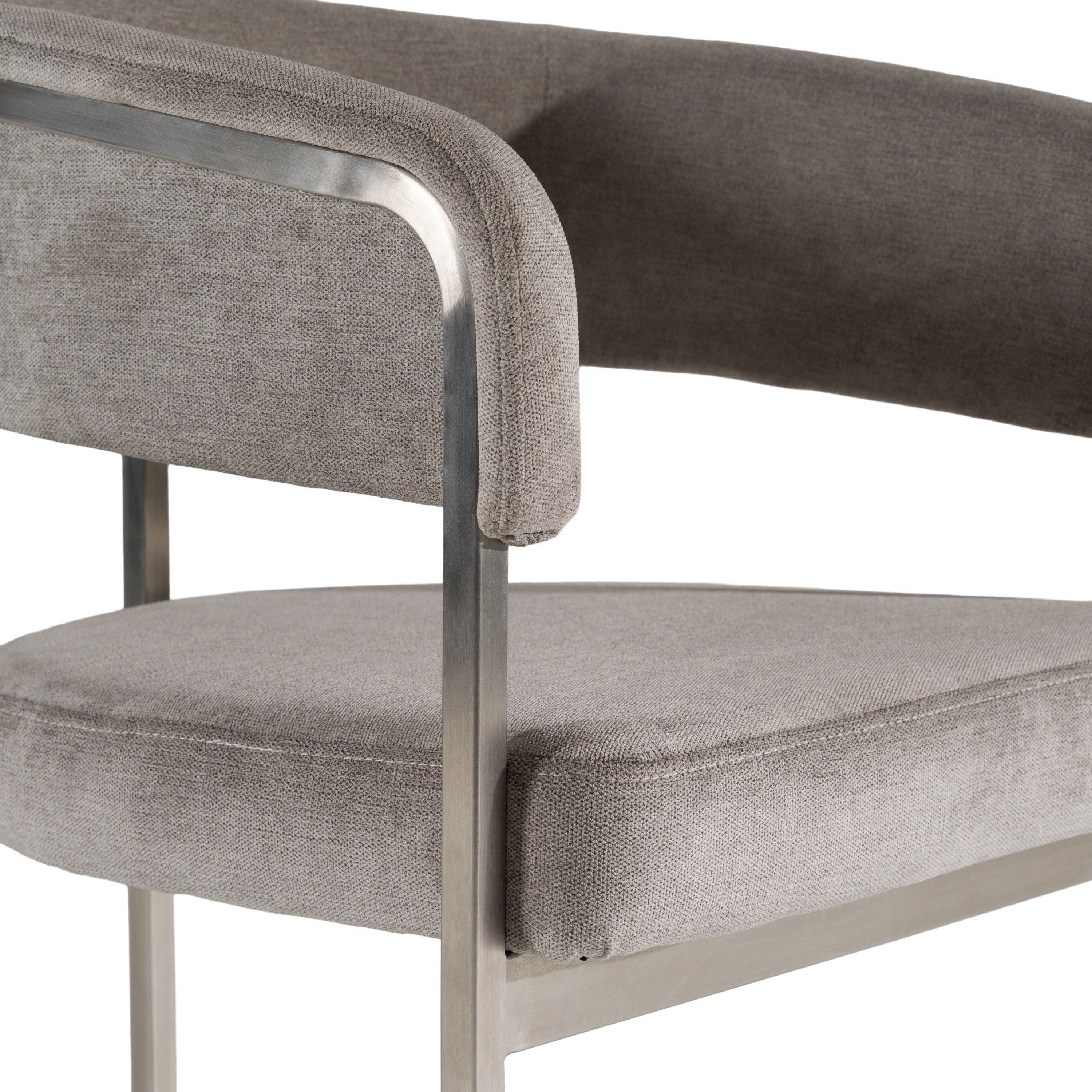 Sebastian - Modern Grey Fabric + Stainless Steel Dining Chair - image 5