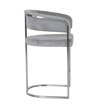 Sebastian - Modern Grey Fabric + Stainless Steel Counter Chair - image 2