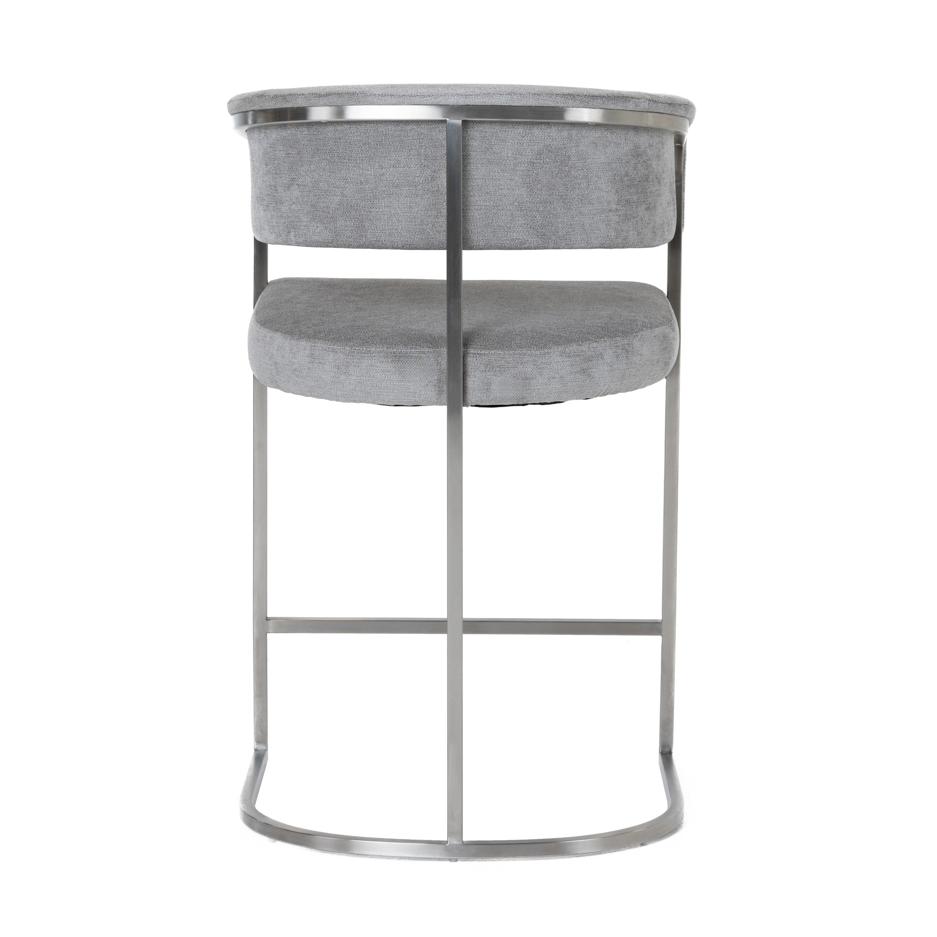 Sebastian - Modern Grey Fabric + Stainless Steel Counter Chair - image 3