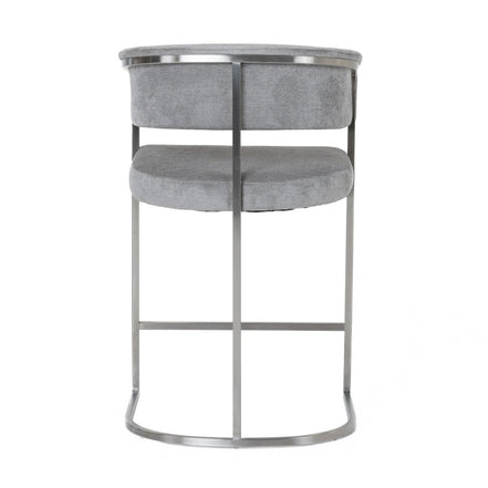 Sebastian - Modern Grey Fabric + Stainless Steel Counter Chair - image 3