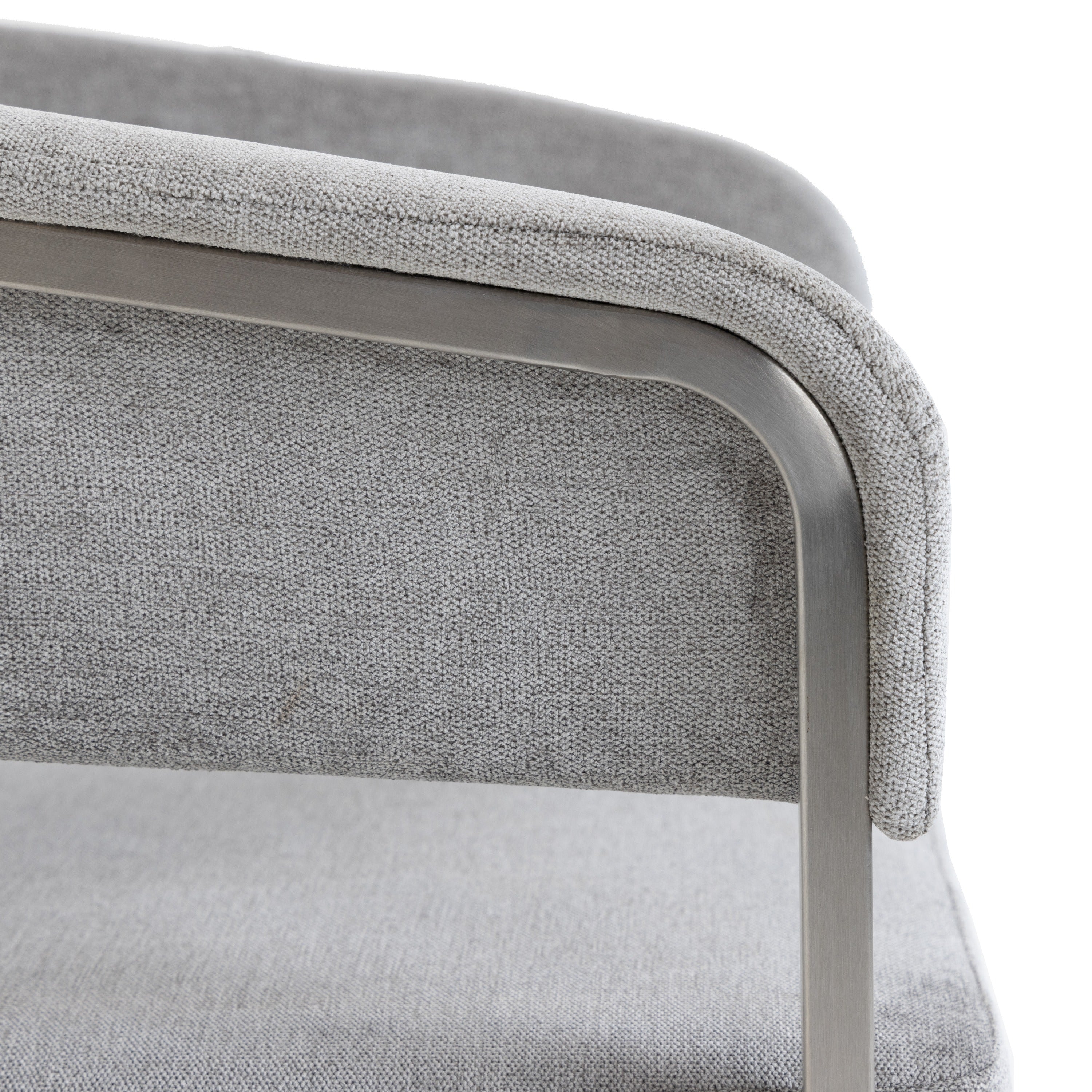Sebastian - Modern Grey Fabric + Stainless Steel Counter Chair - image 4