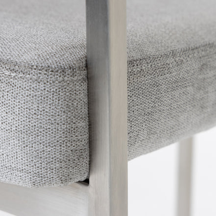 Sebastian - Modern Grey Fabric + Stainless Steel Counter Chair - image 5