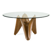 Seguin - Round Glass + Walnut Dining Table - image 2