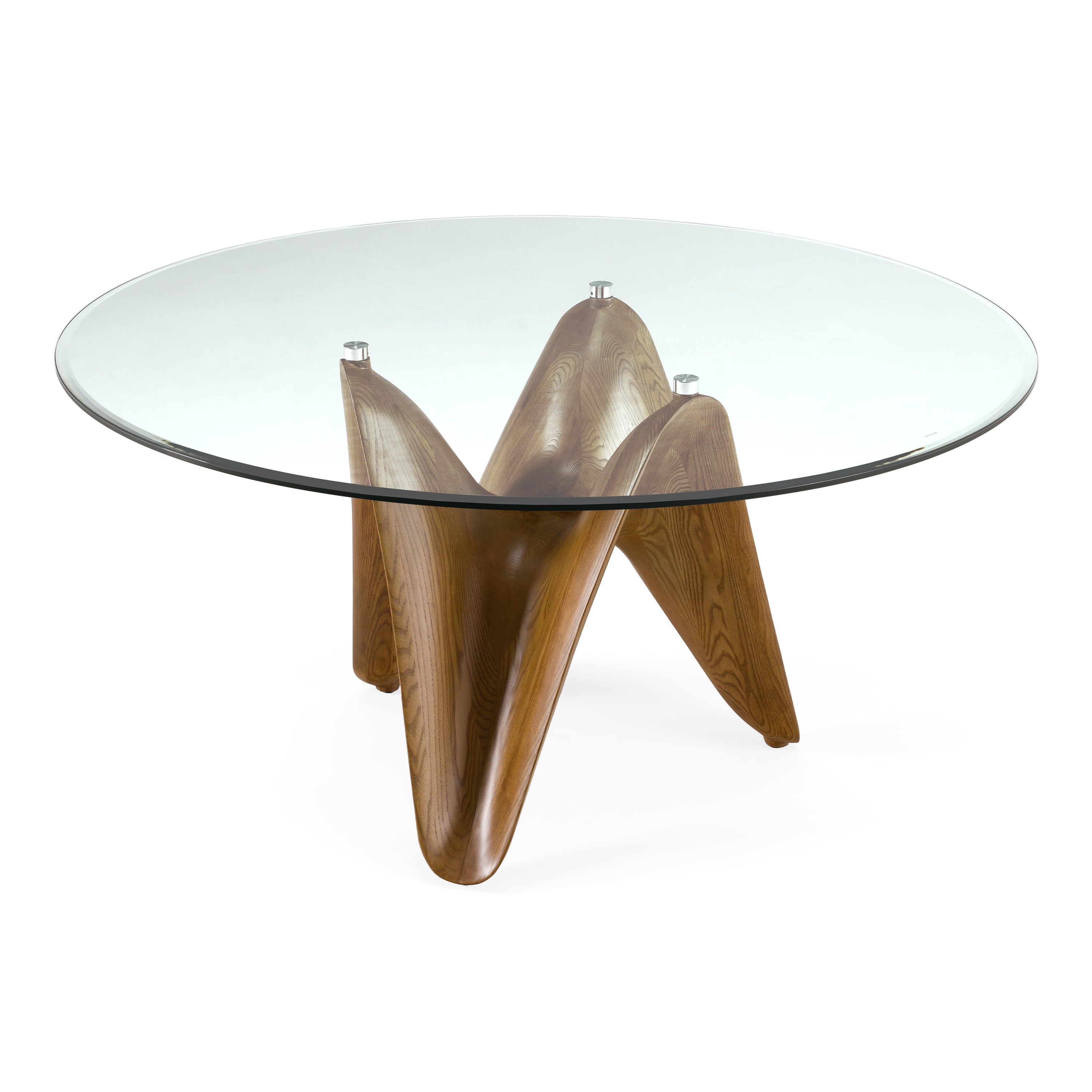 Seguin - Round Glass + Walnut Dining Table - image 3