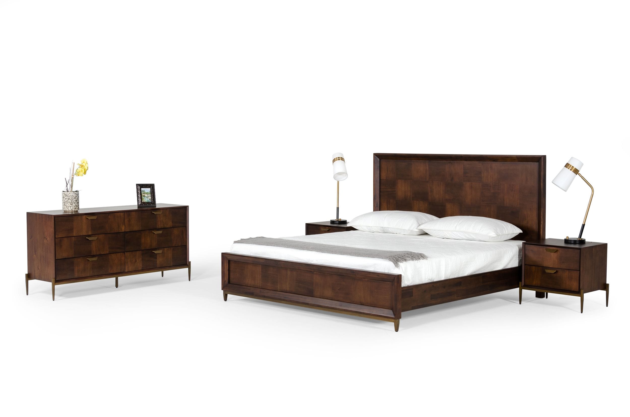 Shane - Eastern King Modern Acacia & Brass Bed - image 5