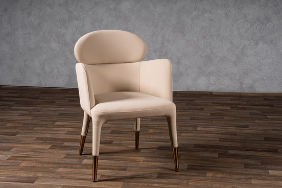 Shannon - Modern Beige Vegan Leather + Rosegold Dining Chair - image 2