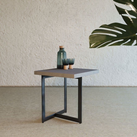Sharon Modern Concrete & Black Metal End Table - image 3