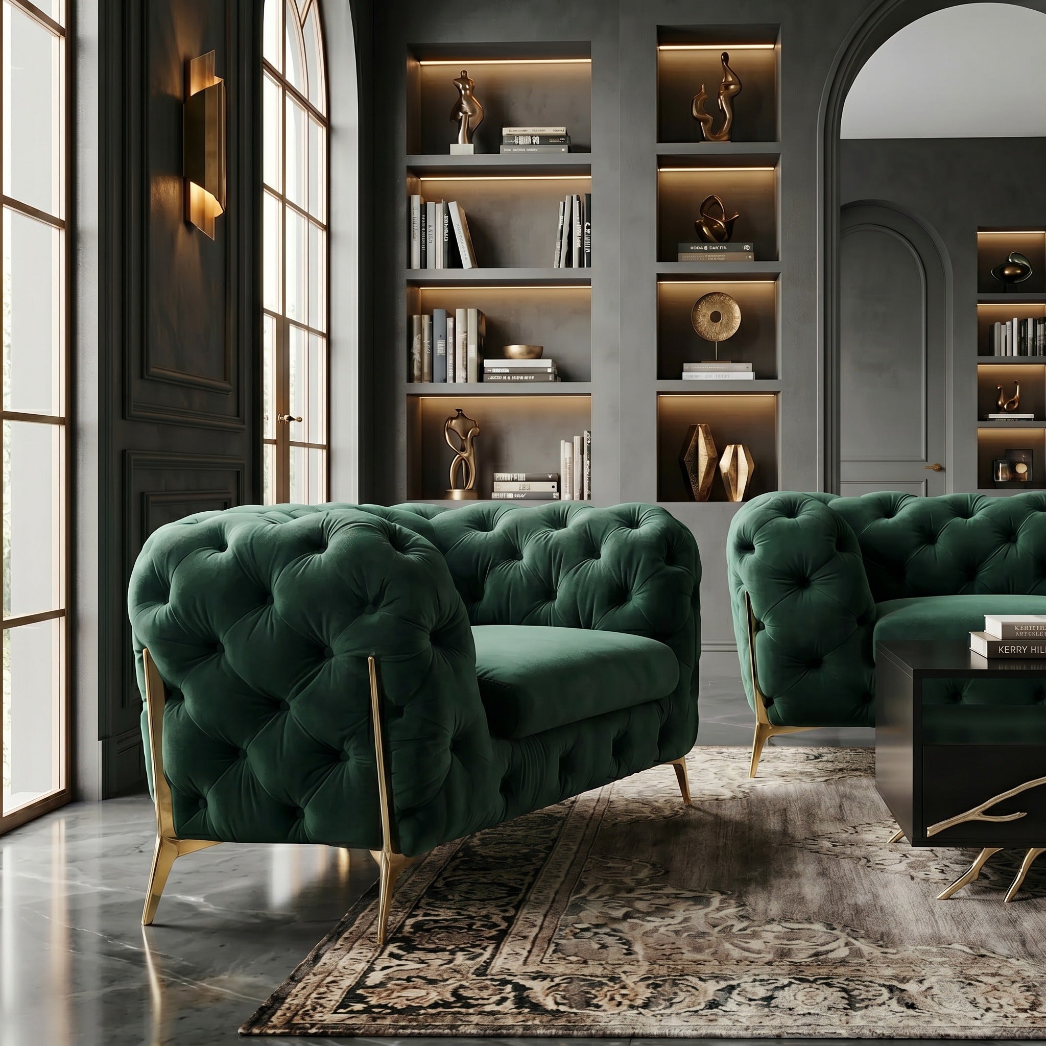 Sheila - Transitional Emerald Green Fabric Chair - image 3