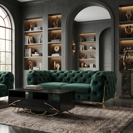 Sheila - Transitional Emerald Green Fabric Loveseat - image 3