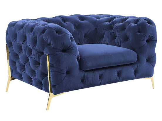 Sheila - Transitional Dark Blue Fabric Chair - image 2