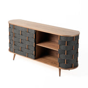 Sheridan - Mid-Century Modern Grey Fabric + Walnut Buffet