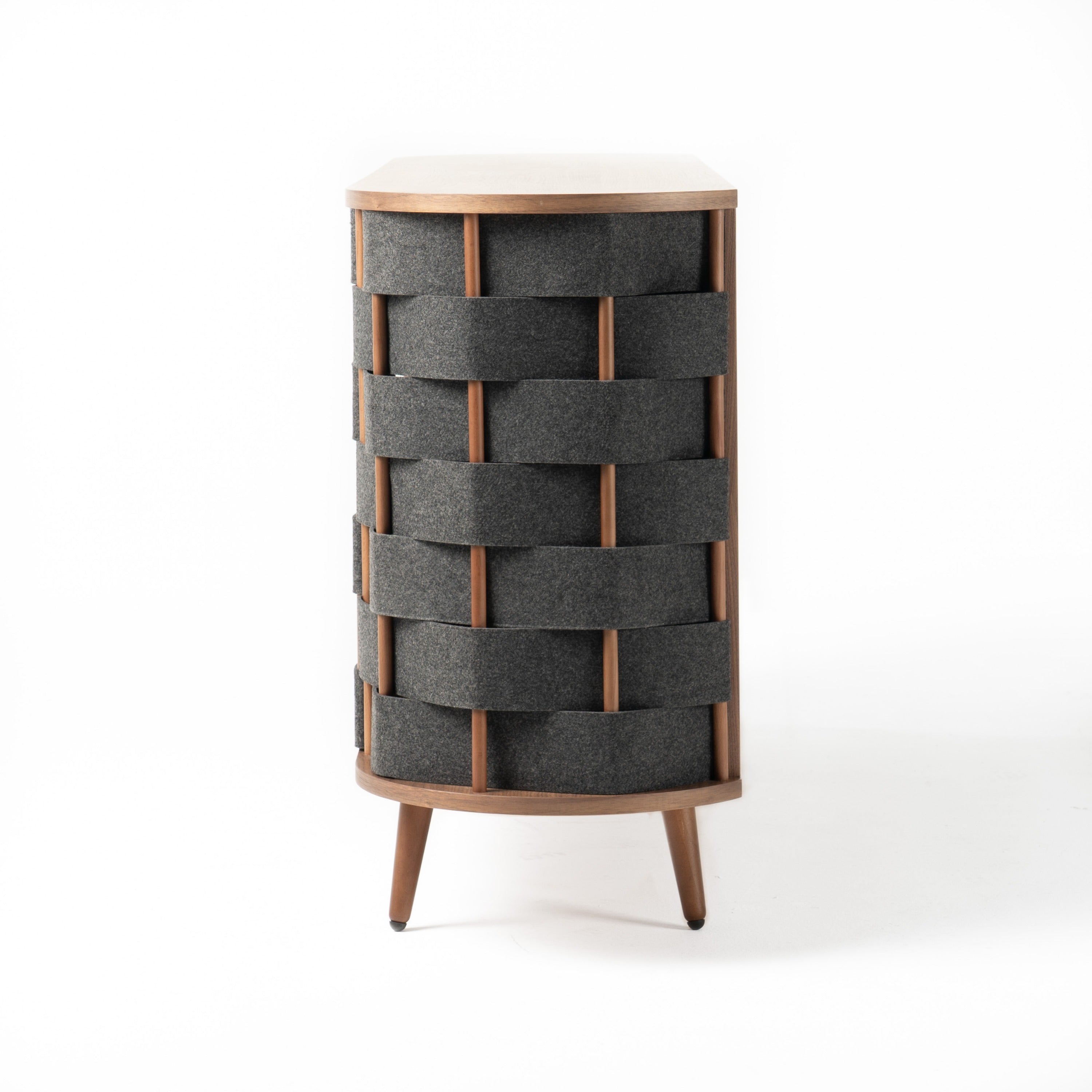 Sheridan - Mid-Century Modern Grey Fabric + Walnut Buffet - image 4