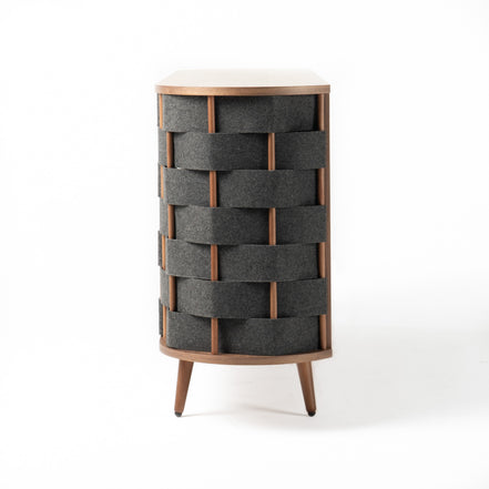 Sheridan - Mid-Century Modern Grey Fabric + Walnut Buffet - image 4