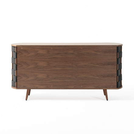 Sheridan - Mid-Century Modern Grey Fabric + Walnut Buffet - image 5