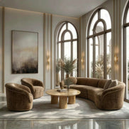 Sheth - Modern Brown Fabric Accent Chair