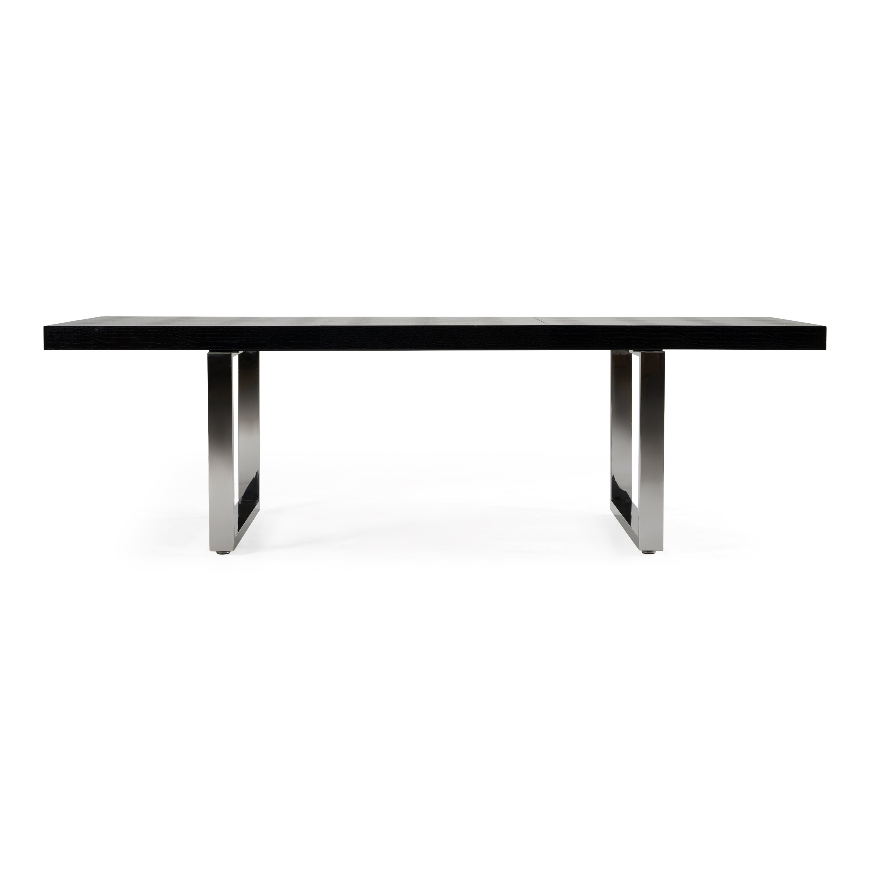 Skyline Modern Black Crocodile Lacquer Extendable Dining Table - image 4