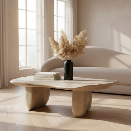 Slone - Modern Beige Concrete Coffee Table - image 3