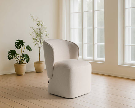 Souza - Modern Beige Fabric Swivel Dining Chair