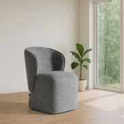 Souza - Modern Grey Fabric Swivel Dining Chair