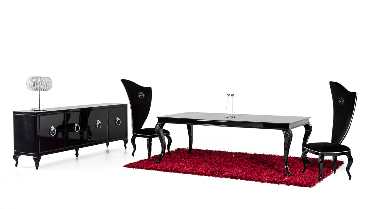 Sovereign Transitional Black Crocodile Dining Table w/ Black Gloss Legs - image 3