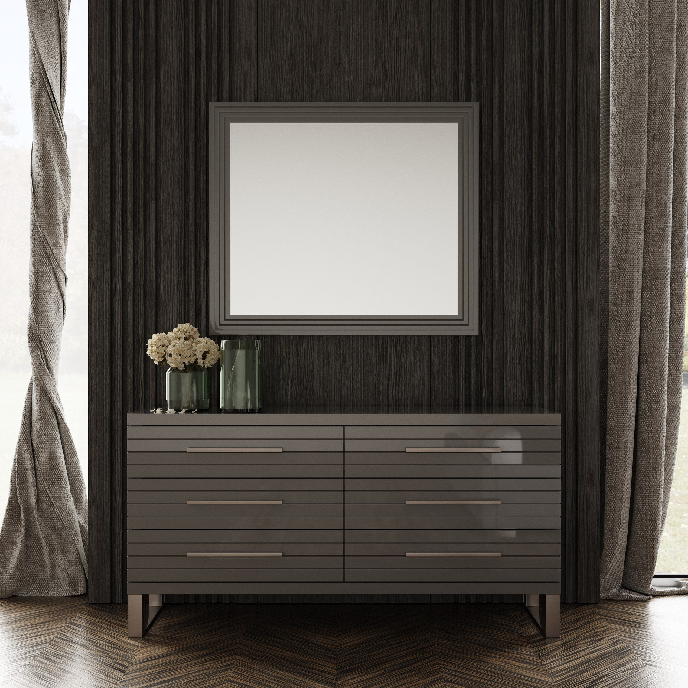Splendor - Grey High Gloss Slatted MIrror - image 2