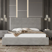 Splendor - Silver + Grey Velvet Upholstered King Platform Bed - image 2
