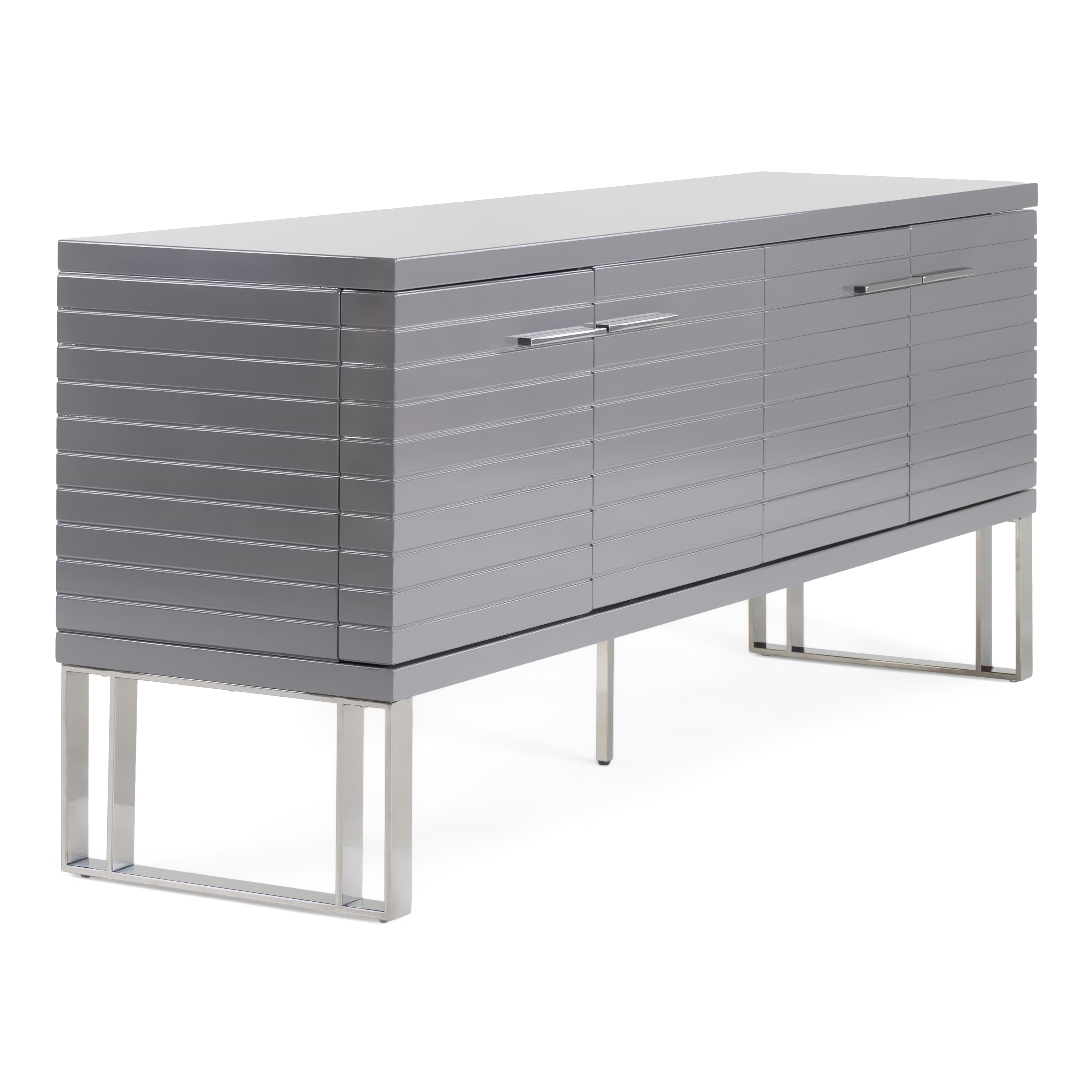 Splendor - Grey High Gloss Slatted Buffet - image 3