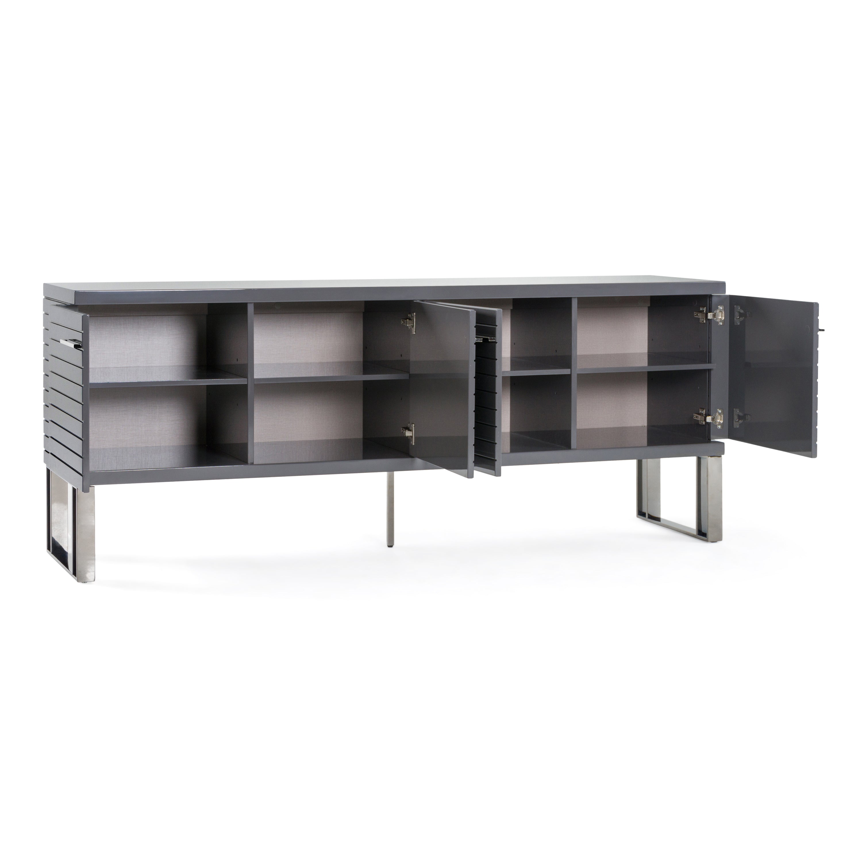 Splendor - Grey High Gloss Slatted Buffet - image 4