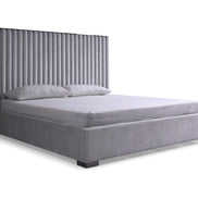 Splendor - Silver + Grey Velvet Upholstered King Platform Bed - image 4