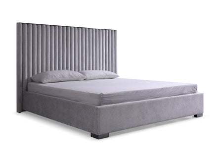 Splendor - Silver + Grey Velvet Upholstered King Platform Bed - image 4