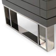 Splendor - Grey High Gloss Slatted Nightstand - image 4