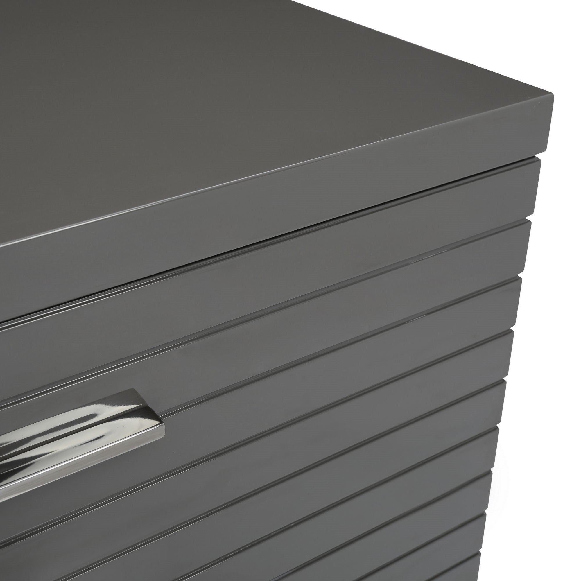 Splendor - Grey High Gloss Slatted Dresser - image 4