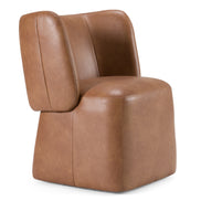 Standing - Modern Brown Vegan Leather Dining Chair w/ Castor Wheels - image 2