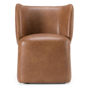 Standing - Modern Brown Vegan Leather Dining Chair w/ Castor Wheels - image 4