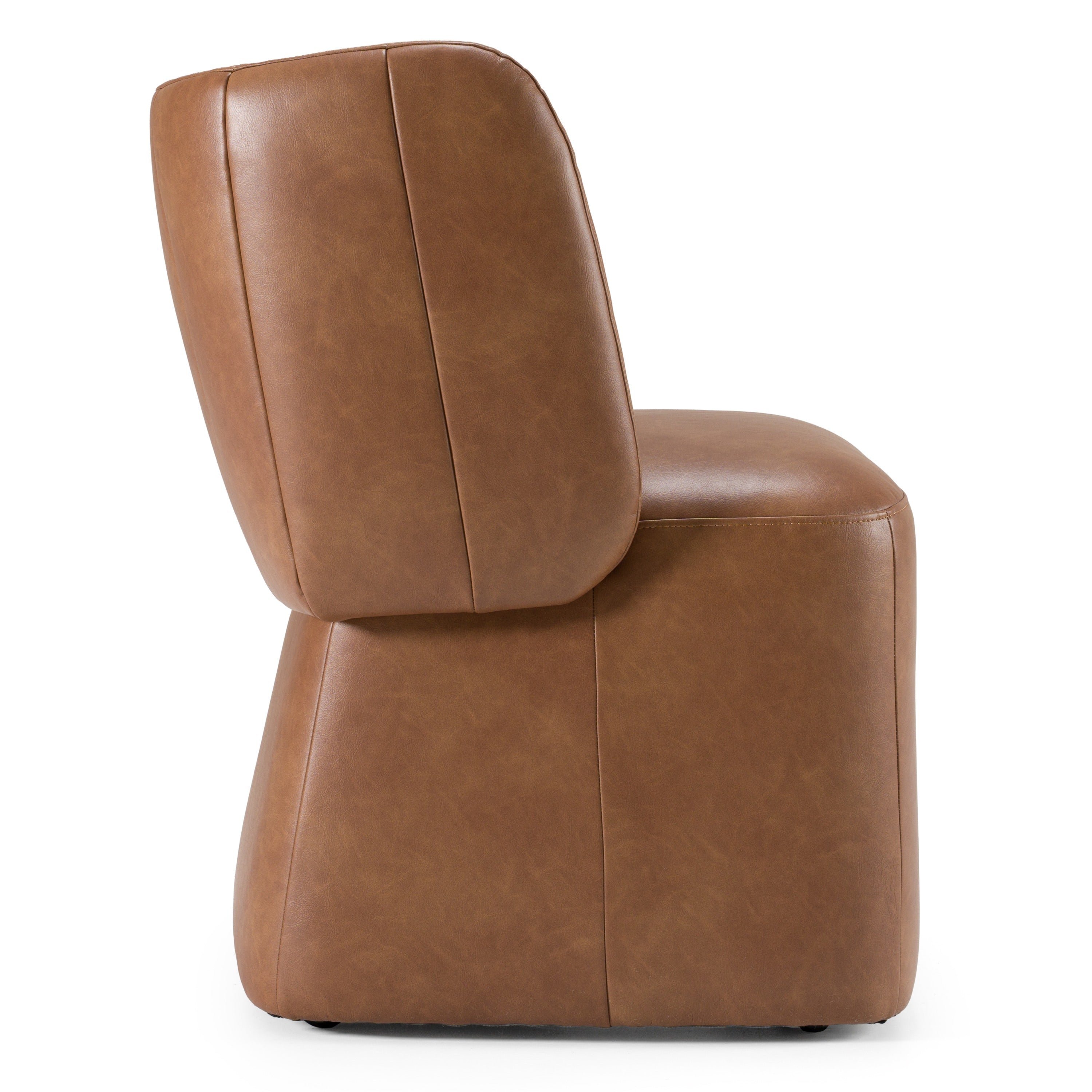 Standing - Modern Brown Vegan Leather Dining Chair w/ Castor Wheels - image 5