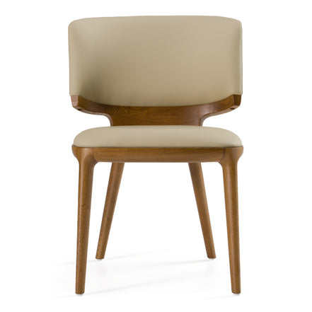 Stanley - Contemporary Beige Leatherette and Walnut Dining Chair (Set of 2) - image 2