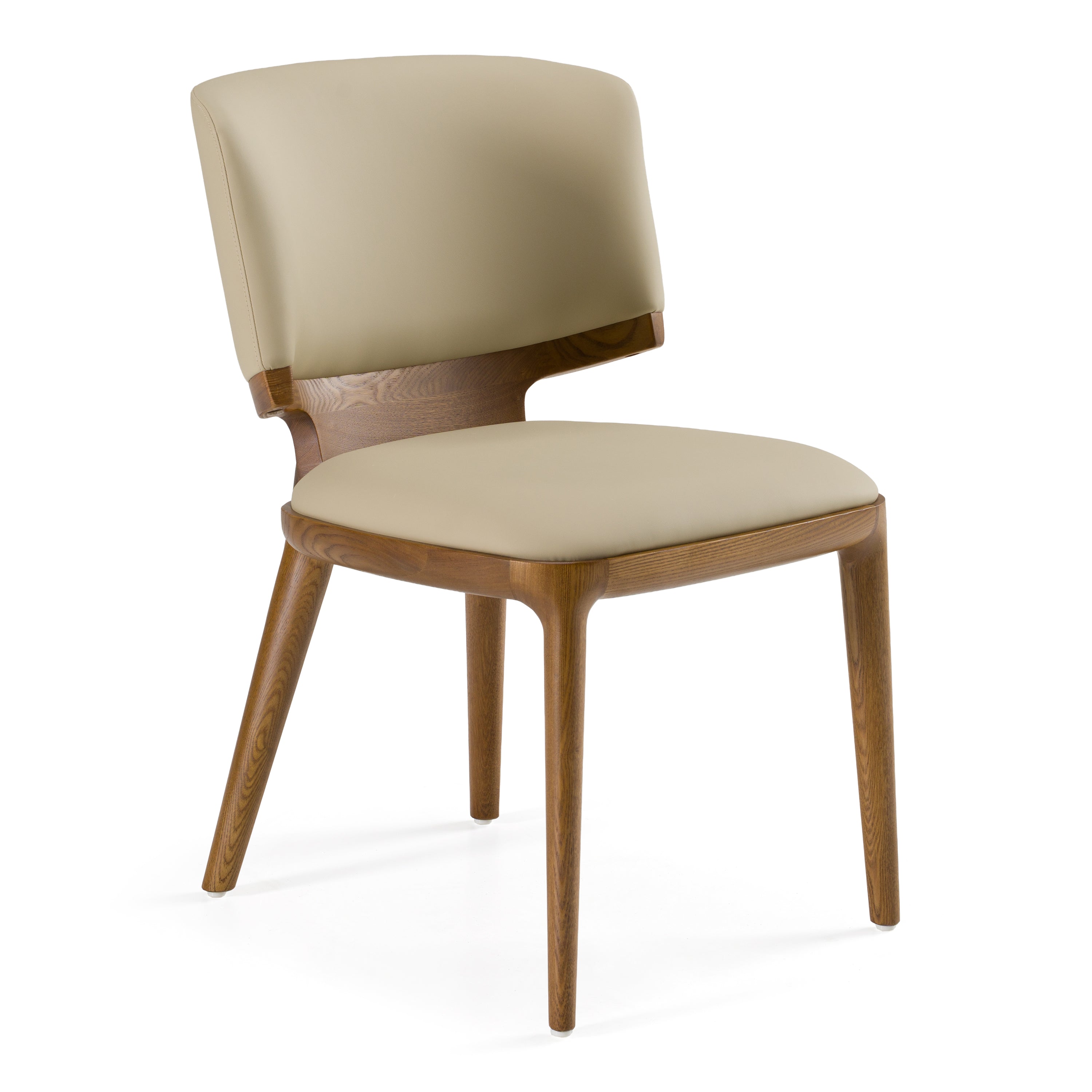 Stanley - Contemporary Beige Leatherette and Walnut Dining Chair (Set of 2) - image 3