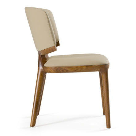 Stanley - Contemporary Beige Leatherette and Walnut Dining Chair (Set of 2) - image 4