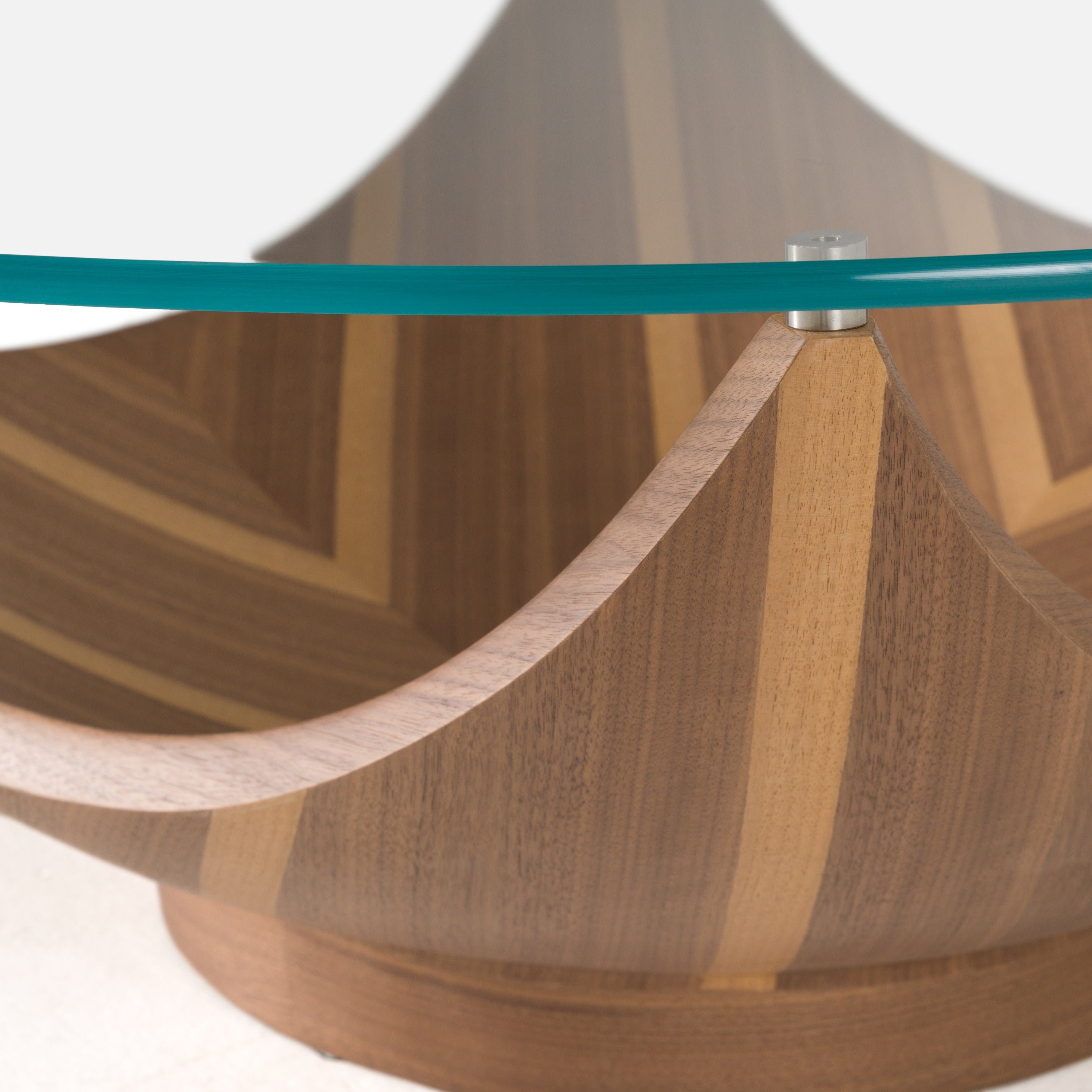 Sunrise - Contemporary Glass + Walnut Round Coffee Table - image 3