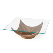 Sunrise - Contemporary Glass + Walnut Square Coffee Table - image 2