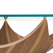 Sunrise - Contemporary Glass + Walnut Square Coffee Table - image 3