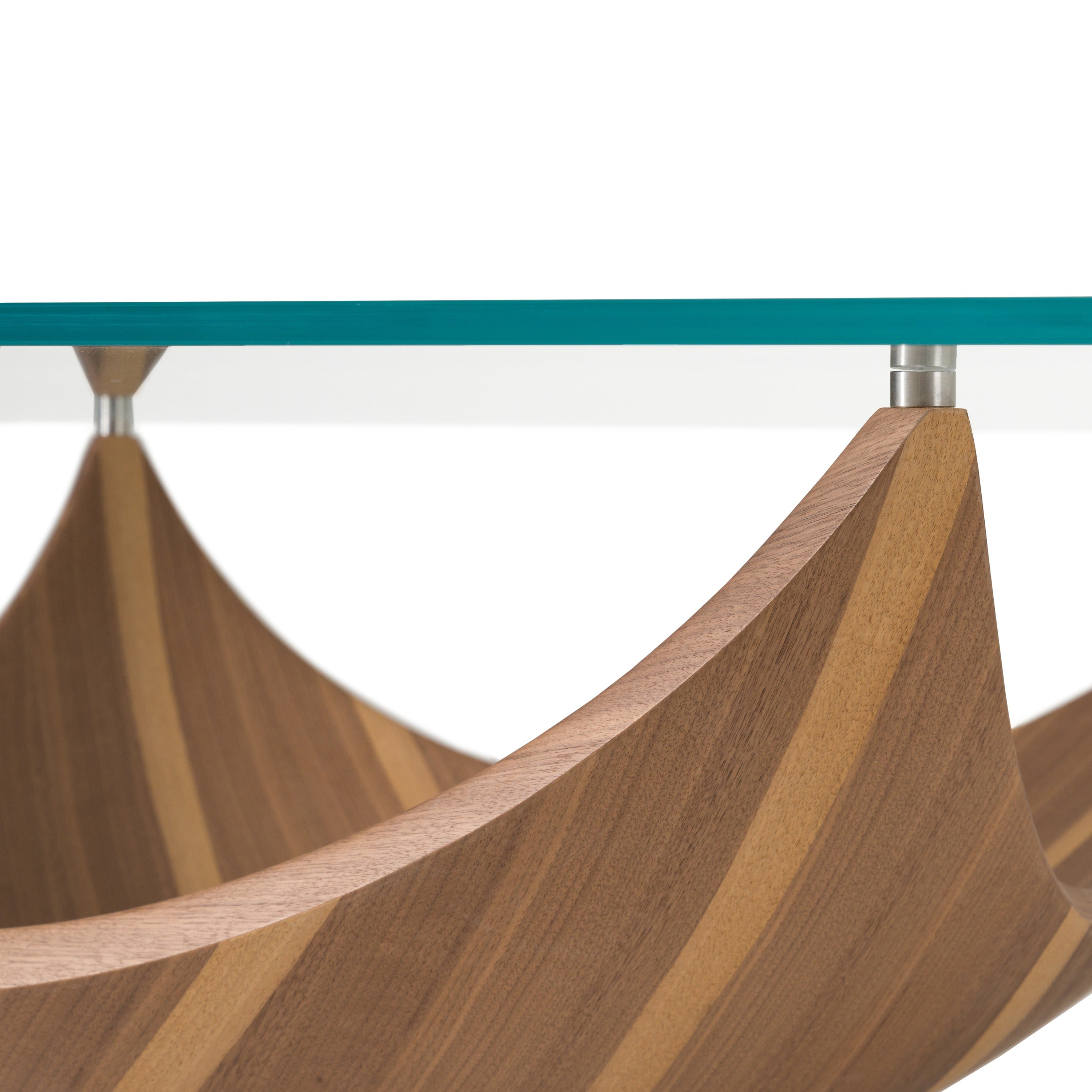 Sunrise - Contemporary Glass + Walnut Square Coffee Table - image 3