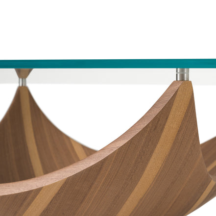 Sunrise - Contemporary Glass + Walnut Square Coffee Table - image 3