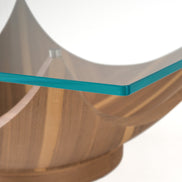 Sunrise - Contemporary Glass + Walnut Square Coffee Table - image 4